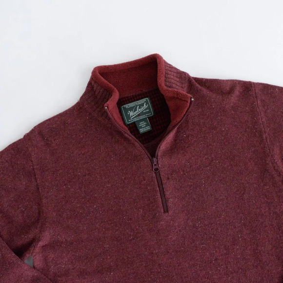 Woolrich Vintage 70% Wool Maroon Half Zip Pullover Sweater Medium - Picture 5 of 10